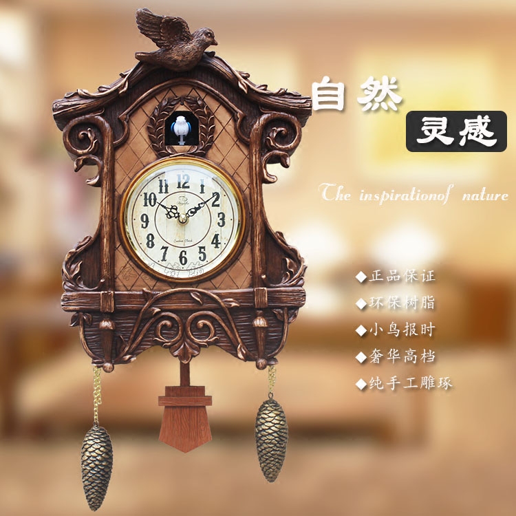 欧式客厅挂钟布谷鸟报时钟艺术摆钟挂表现代钟表创意时尚咕咕钟