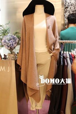 domo大猫韩国代购东大门进口纯色净版气质宽松披肩式开衫外套风衣
