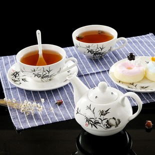 白色陶瓷花茶壶功夫茶茶具杯子套装日式咖啡壶手柄开水壶创意水杯