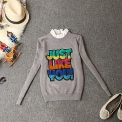 别具一格 明星美女印花袖口镶钻钉珠印花宽松