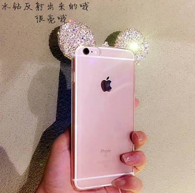 正品打折韩苹果iPhone6s 6plus镶钻米奇耳朵手