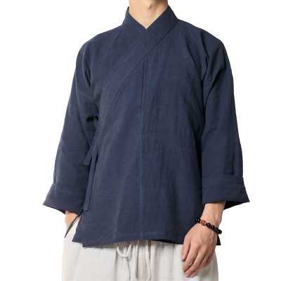春秋款汉服交领短打 男士汉民族传统服饰 居家禅服中式衬衣休闲装