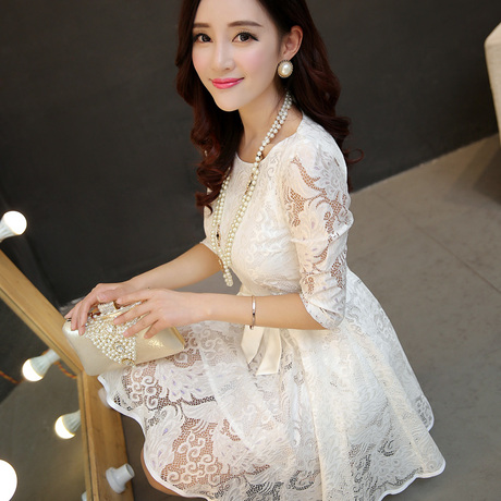 <em>淘宝网购物</em>-2015春装新款<em>女裙</em> 修身圆领七分袖
