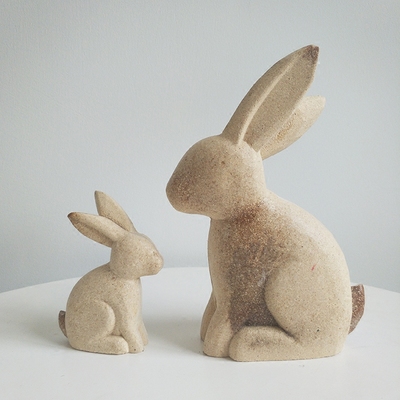 zakka木质做旧兔子摆件毛坯素材粗坯白胚diy动物涂色手工绘画模型