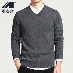 折扣/<em>墨麦客男士</em>套头<em>针织</em>衫韩版修身v领线衫毛