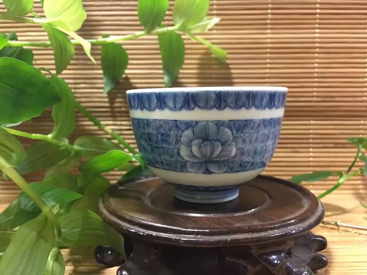 京德九字款  贵和祥茶具 京德 贵和祥 京德珍藏 青花千叶芙蓉茶杯