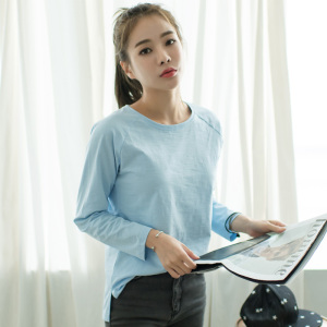 韩版插肩袖竹节棉T恤