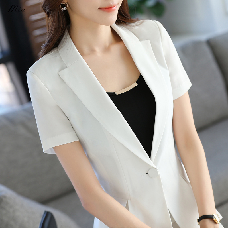 短袖小西装外套女夏季薄款修身短款端庄大气韩版职业西服套装上衣
