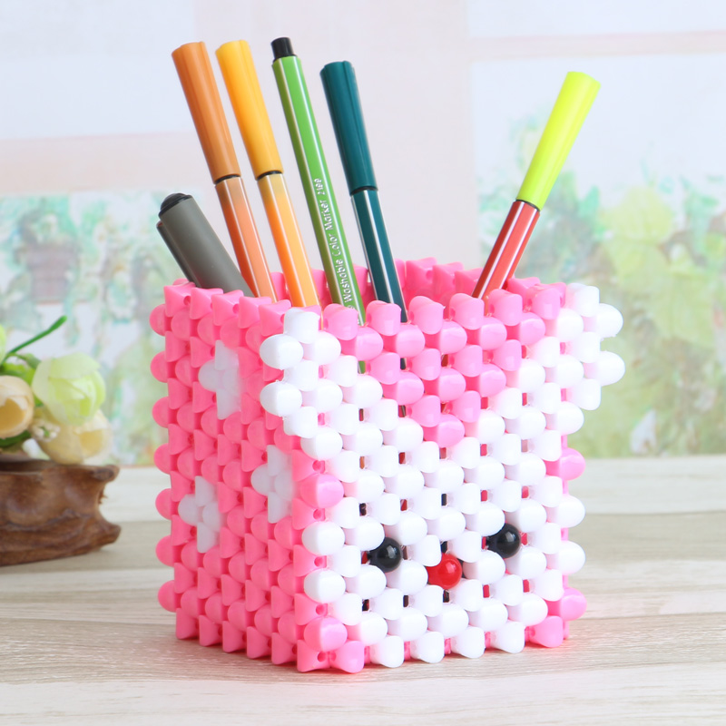 手工diy串珠笔筒工艺品创意家居摆件制作儿童笔筒散珠子材料包