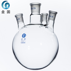 垒固 斜四口烧瓶1000ml/24*19*3 lg标口四颈烧瓶 反应器玻璃烧瓶