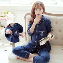 月子服纯棉孕妇睡衣产后喂奶家居服春秋产妇外出哺乳衣 春夏季薄款