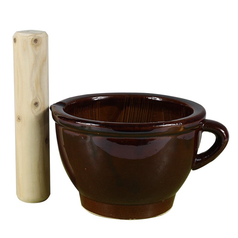 大号带把土陶擂钵粗瓷擂钵辣椒皮蛋擂茄子擂茶钵砵研磨器小蒜臼