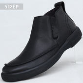 小码 高帮棉鞋 牛皮加绒加棉皮鞋 保暖加厚短靴大码 SDEP秋冬季男士