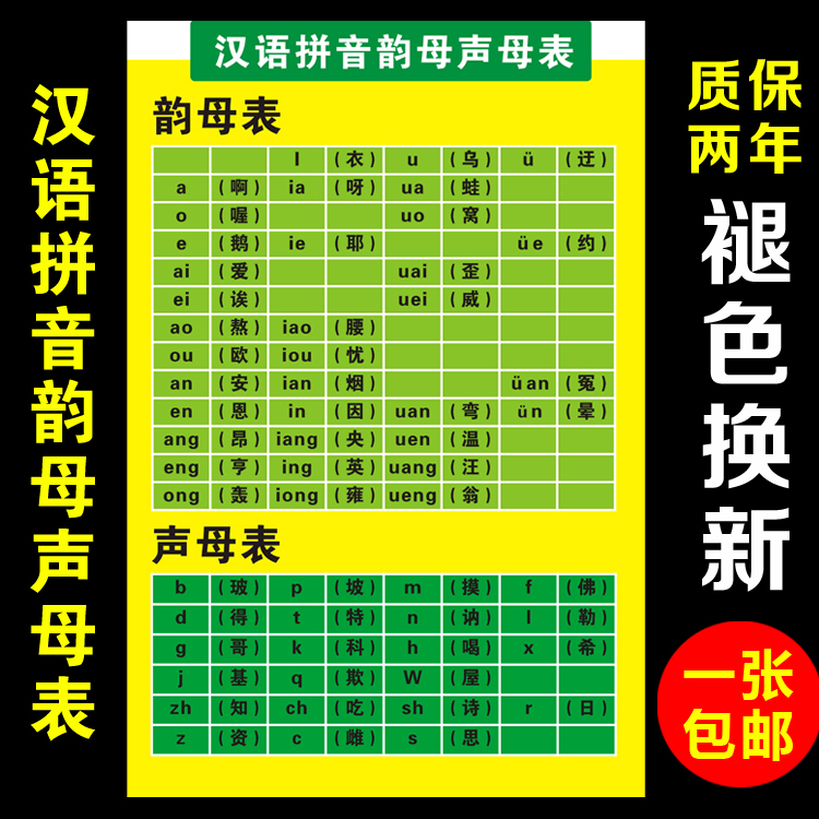 声母韵母整体认读音节表挂图小学汉语拼音声母韵母拼读全表挂图