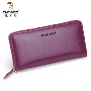 啄木鸟女钱包长款韩版真皮拉链钱包牛皮女士手包2016新款手拿包
