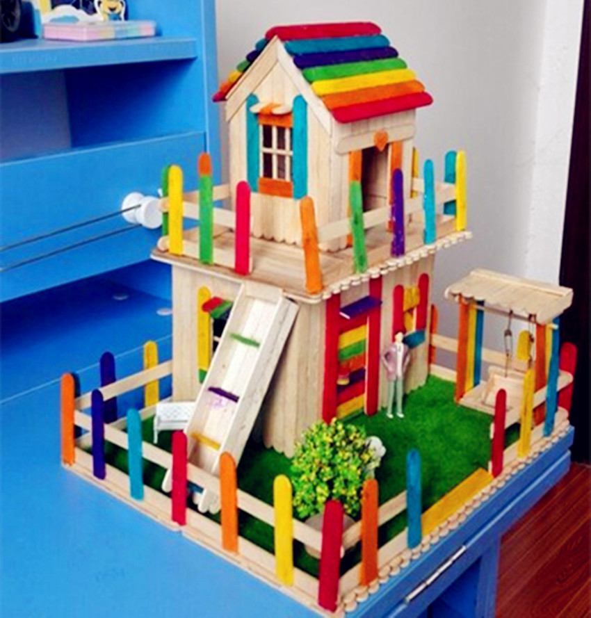 热销雪糕棒冰棍棒木棒 diy儿童 手工制作创意建筑房子模型材料包