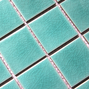 瓷砖 奥廷特陶瓷马赛克冰裂釉面瓷砖 绿色地中海高档泳池砖背景墙拼图
