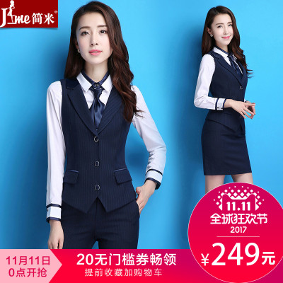 条纹西装职业装女装套装春秋新款女商务OL正装工装修身工作服西服