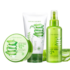 自然共和国芦荟胶+芦荟洗面奶+芦荟喷雾组合