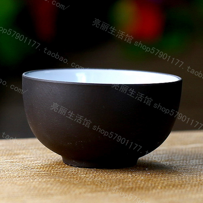 黑紫砂杯品茗杯茶杯陶瓷玻璃木鱼石汝窑功夫茶具泡带盖过滤花茶