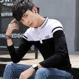 男士长袖t恤秋季翻领潮流上衣服青年学生韩版修身男装有领polo衫