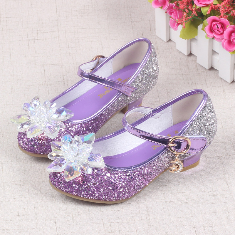 儿童高跟鞋4女童5皮鞋6灰姑娘9玻璃钻7水晶鞋8公主10女孩11岁单鞋