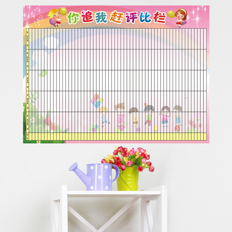 幼儿园小朋友小红花名字贴奖励表扬贴纸评比栏儿童房间墙贴画布置
