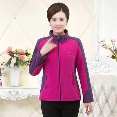 中老年女装秋装摇粒绒外套中年人妈妈装抓绒春