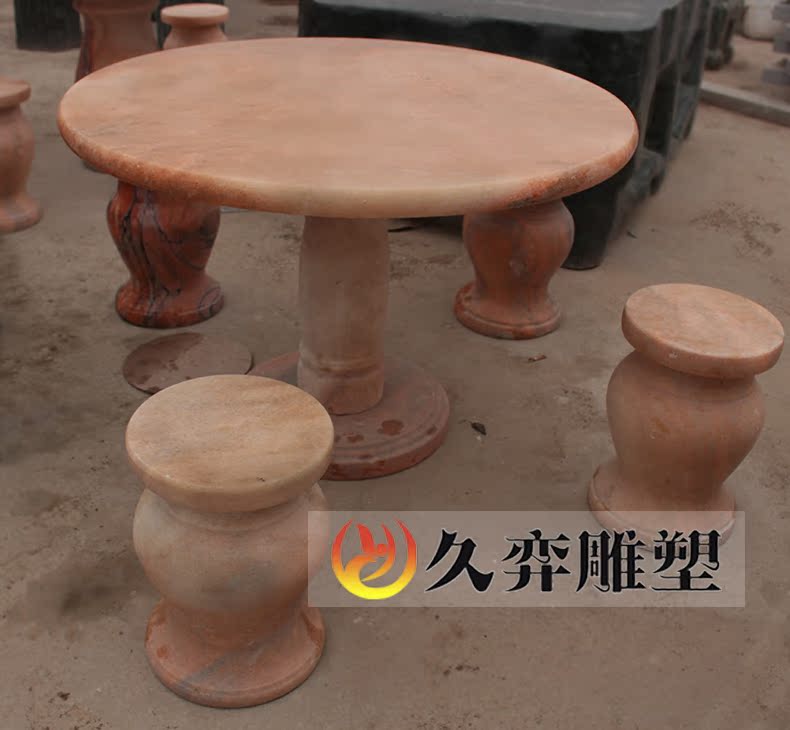 《久弈雕塑》石桌石凳 桌子曲阳雕刻庭院大理石石桌椅户外