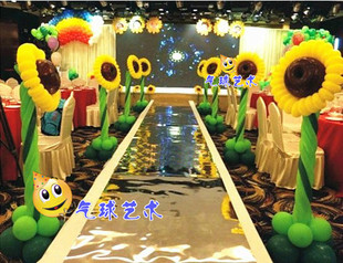 向日葵造型立柱路引 气球向日葵 宝宝生日百日party气球布置