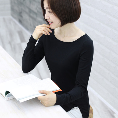 秋冬季中领半高领打底衫女长袖t恤薄莫代尔棉