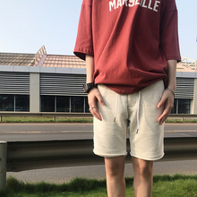1CHEN /自制夏季日系纯色简约修身 毛边直筒运动休闲棉质短裤男潮