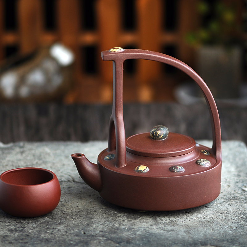 【紫艺名砂】宜兴紫砂壶紫泥雨花提梁全纯手工紫砂壶茶壶茶具