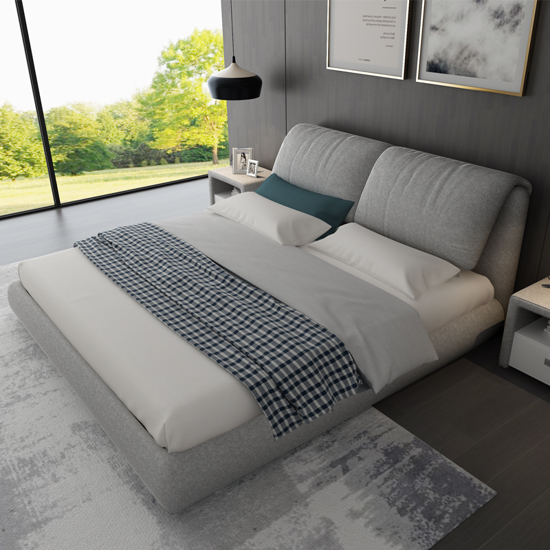 布艺床1.8米床双人床软包床北欧可拆洗婚床现代简约新款布床