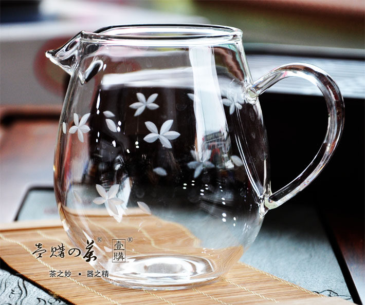 台湾衡连 刻花龙蛋 玻璃茶具 茶海 公道杯 公杯 功夫茶具茶道配件
