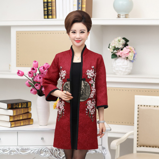 2016秋装新款中老年女装中长款民族风绣花修