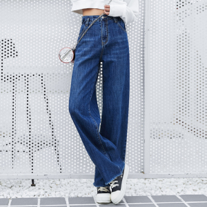 阔腿高腰宽松牛仔裤