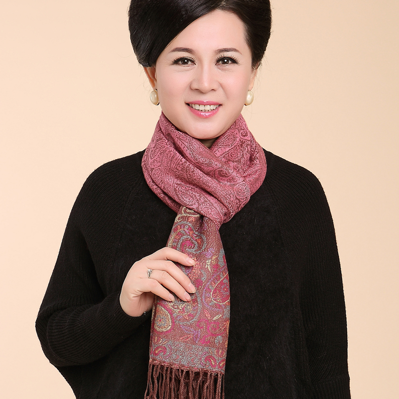 秋冬中老年女士妈妈丝巾老年人保暖老人围巾女冬季奶奶围脖厚百搭