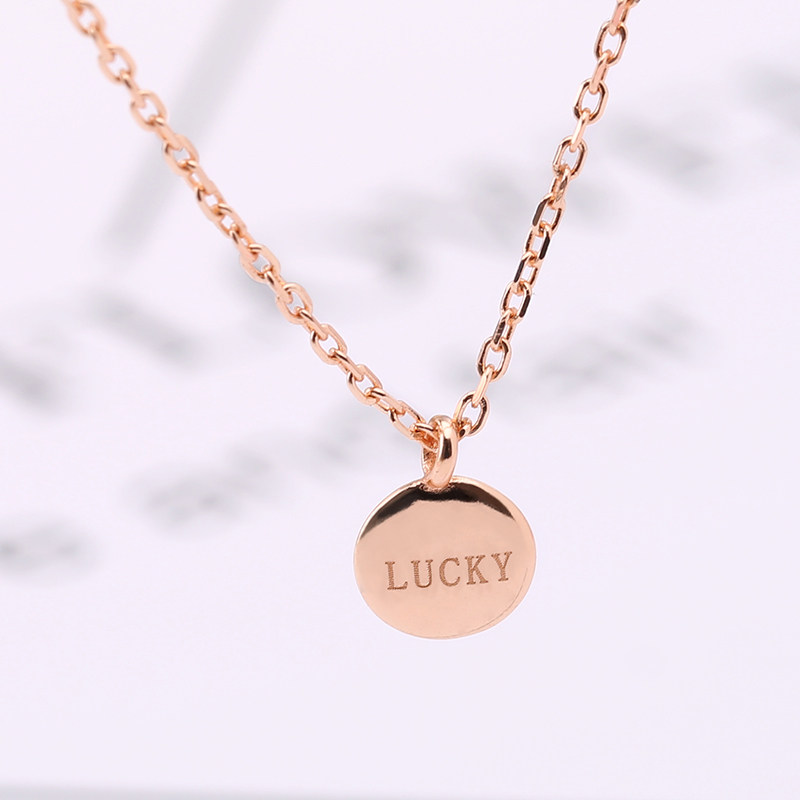 简约lucky幸运字母项链朴信惠同款 时尚韩版小金豆925