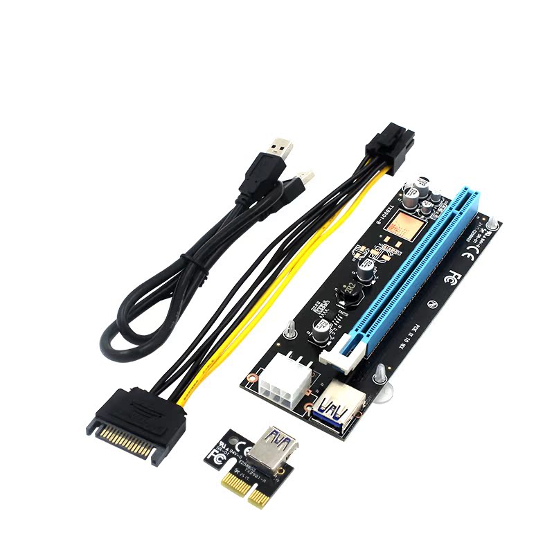 挖矿线 17新款pci-e1x转16x延长线pcie延长显卡转接线6pin usb3.