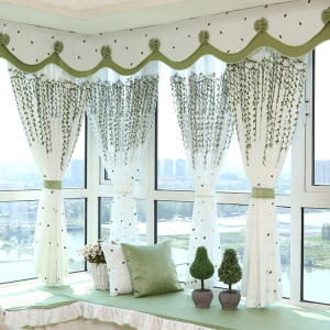 韩式田园清新棉麻绣花窗帘