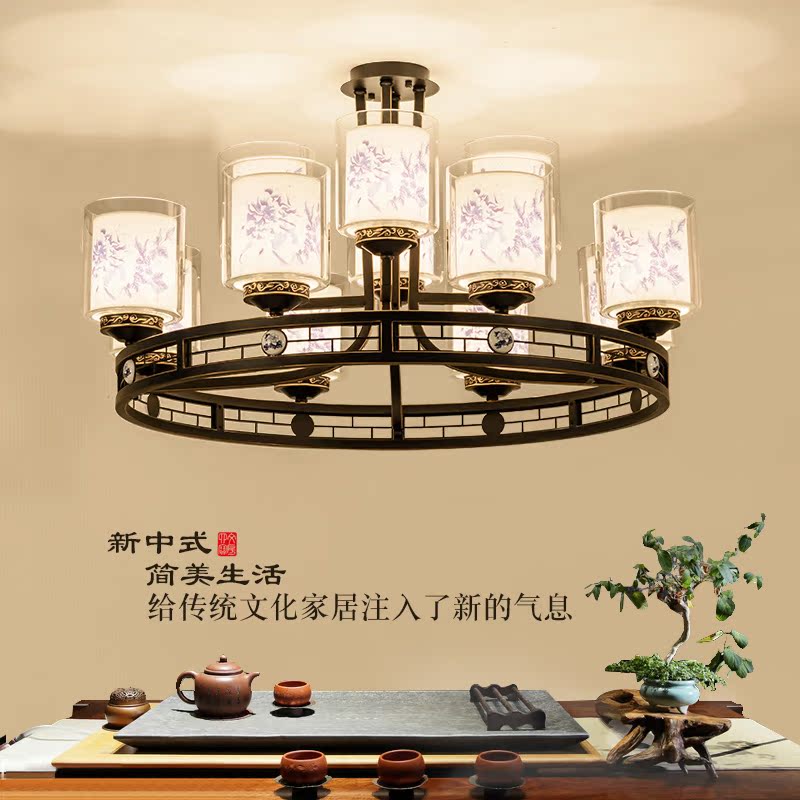 新中式吊灯大气客厅灯复古创意个性餐厅卧室灯具禅意中国风灯饰