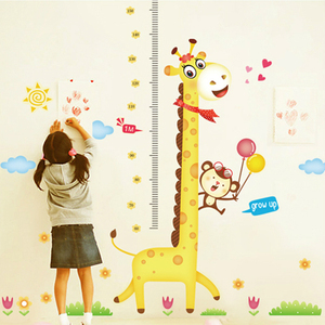 移除玻璃贴儿童创意可爱长颈鹿身高贴纸幼儿园