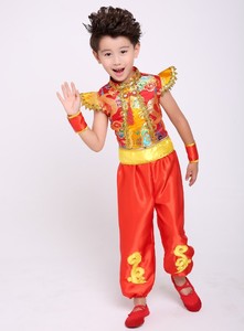 喜庆中国结秧歌演出服装幼儿园开门红舞蹈服男