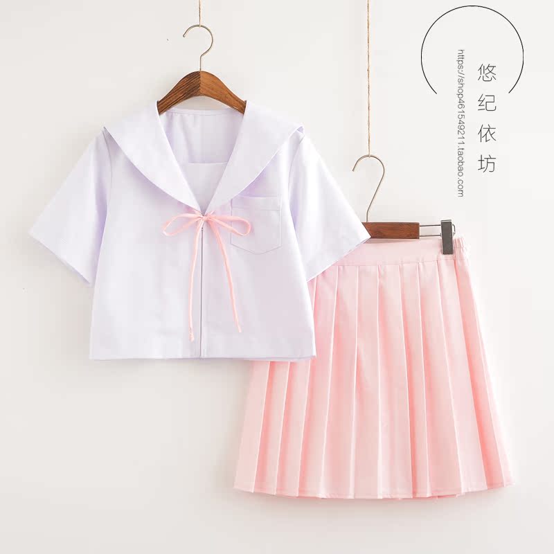 日系高端jk制服水手服纯白襟百搭 白无本关西襟薄荷裙套装 学生装
