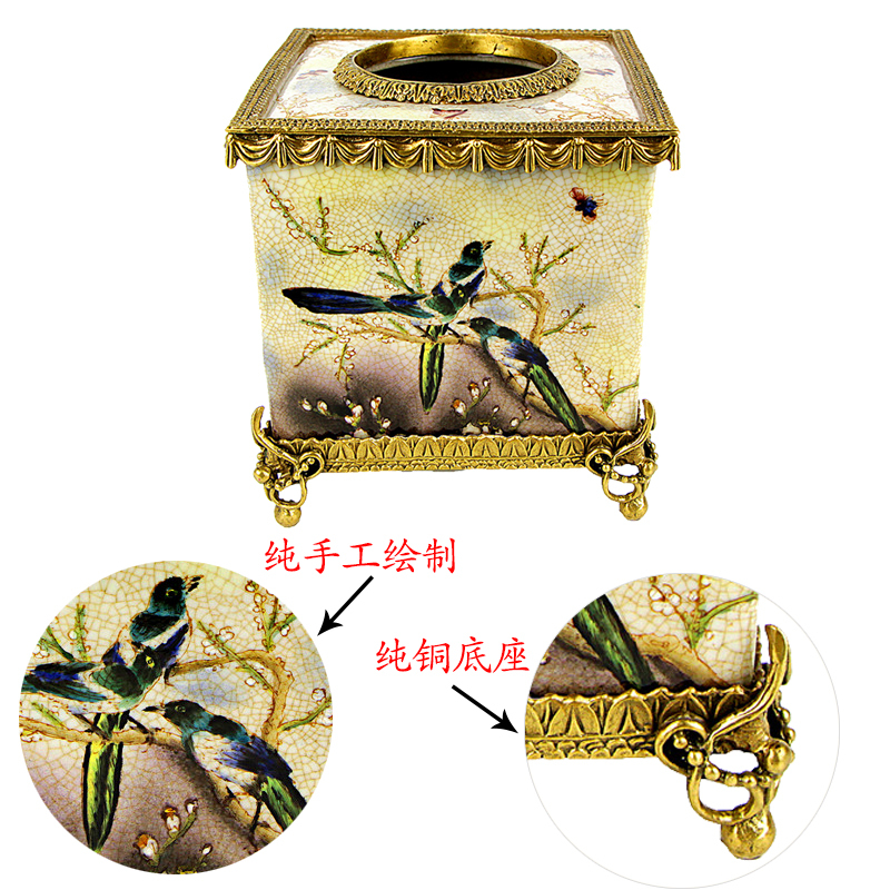 欧式创意纸巾盒家用陶瓷简约客厅摆件方形铜抽纸盒手绘奢华工艺品怎么样,饰无疆好吗, 宜购网"欧式创意纸巾盒家用陶瓷简约客厅摆件方形铜抽纸盒手绘奢华工艺品"由淘宝商家"饰无疆"提供,淘宝价571.00元。宜购网通过严格筛选,为您提供优质、正品商品,商家已通过淘宝店铺实名认证并加入《消费者保障服务协议》,请放心购买。