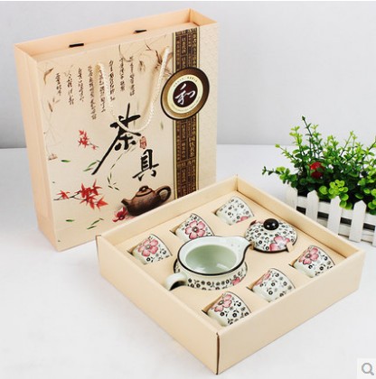 结婚回礼实用商务陶瓷器功夫茶具七件套装礼品礼盒包装 厂家直销