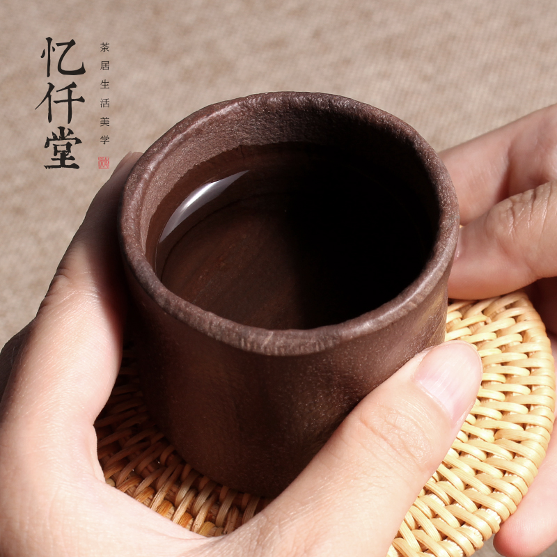 忆仟堂 石头品茗杯主人单杯茶盏功夫茶杯日式个人杯木鱼石茶具