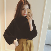 子背带半身短裙子 上衣秋冬天搭配阔腿牛仔裤 毛衣长袖 加厚打底女装