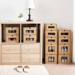 牛皮纸收纳宿舍透明鞋盒